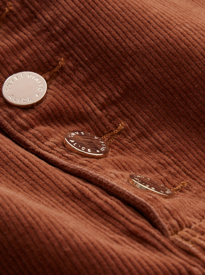 JOSS HIGH RISE BUTTON FRONT CORDUROY SKIRT - CAMEL image 1 - Alice And Olivia