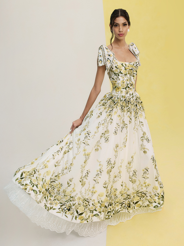 HAVEN FLARED MAXI DRESS - FRESH AIR BUTTER image 6 - ALICE + OLIVIA