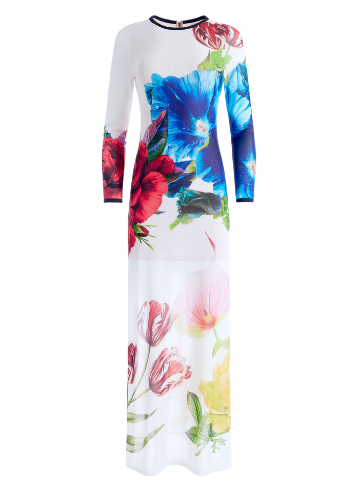 DELORA LONG SLEEVE CREW NECK MAXI DRESS - LE PARISIEN image 5 - Alice And Olivia