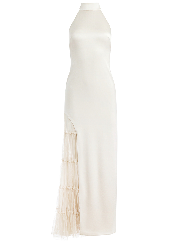 RYN SLIT TULLE PANEL MAXI DRESS - CHAMPAGNE image 5 - Alice And Olivia