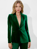MACEY VELVET BLAZER - FOREST GREEN