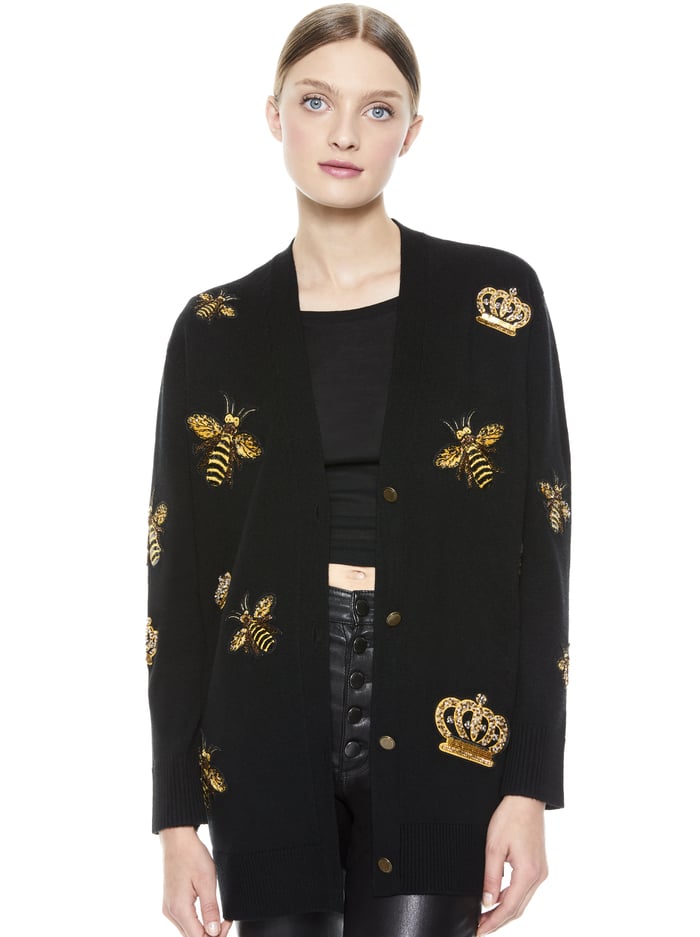 BRADFORD GRANDPA CARDIGAN - BLACK/MULTI image 1 - Alice And Olivia