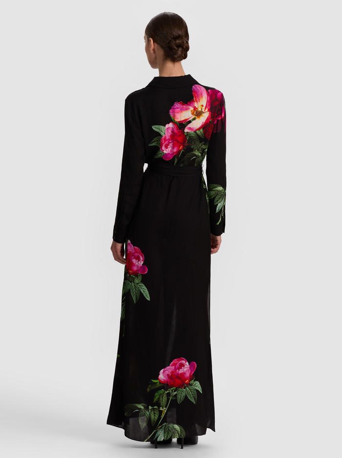 CHASSIDY MAXI SHIRT DRESS - EMPRESS BLOOM BLACK image 2 - ALICE + OLIVIA