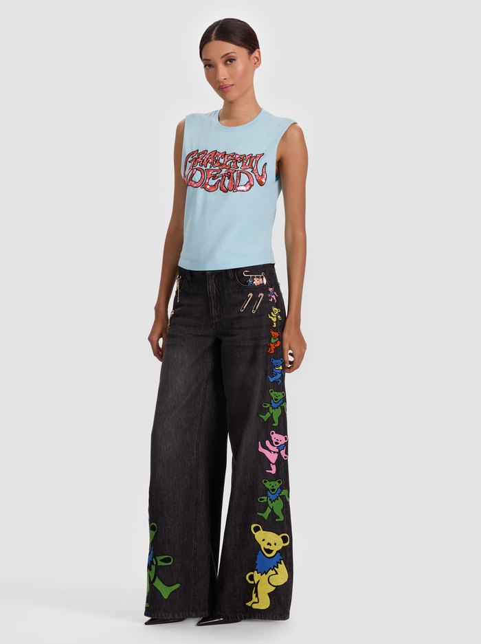 A+O X GRATEFUL DEAD MICAH MUSCLE TANK - CAROLINA BLUE MULTI image 5 - Alice And Olivia