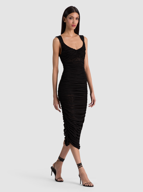 BLACK-RENEE SHEER MIDI DRESS