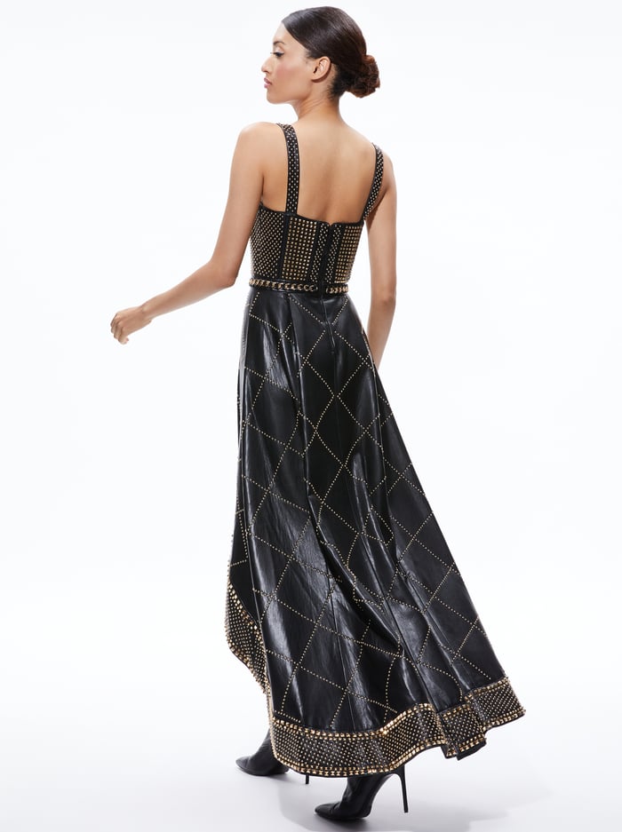 JERLENE STUDDED VEGAN LEATHER CORSET GOWN - BLACK image 1 - Alice And Olivia