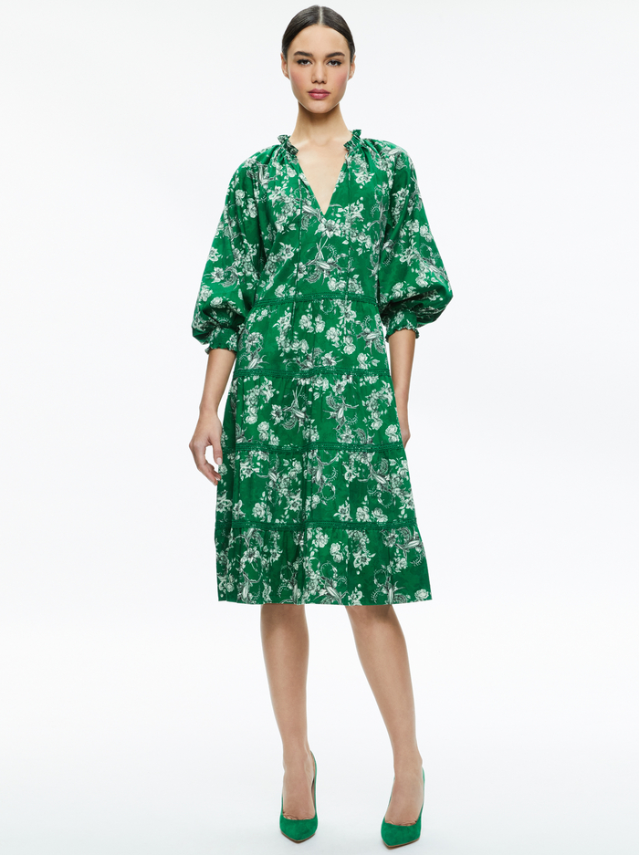 LAYLA TIERED RUFFLE MIDI DRESS - CENTRAL PARK - Alice And Olivia