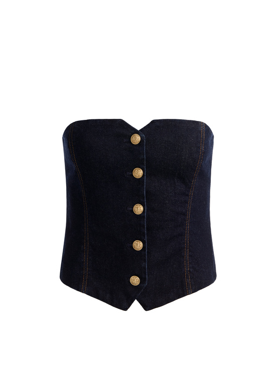 DARK RINSE-KELCEY STRAPLESS DENIM VEST