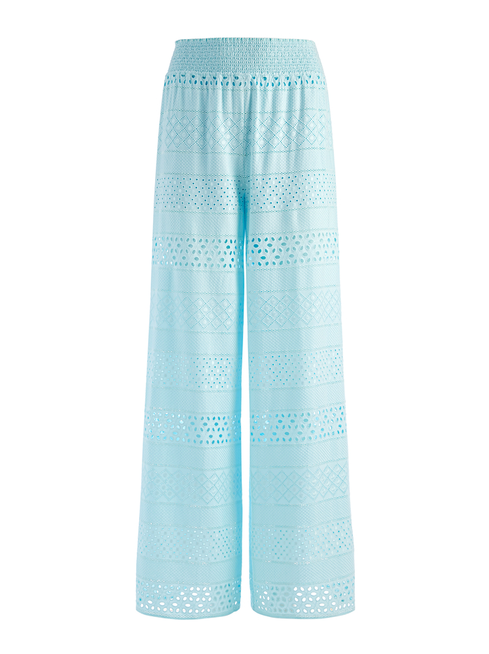 RUSSELL HIGH WAISTED EYELET PANT - POWDER BLUE image 5 - Alice And Olivia