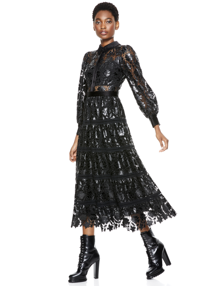 ANAYA LACE MIDI DRESS - BLACK image 5 - Alice And Olivia