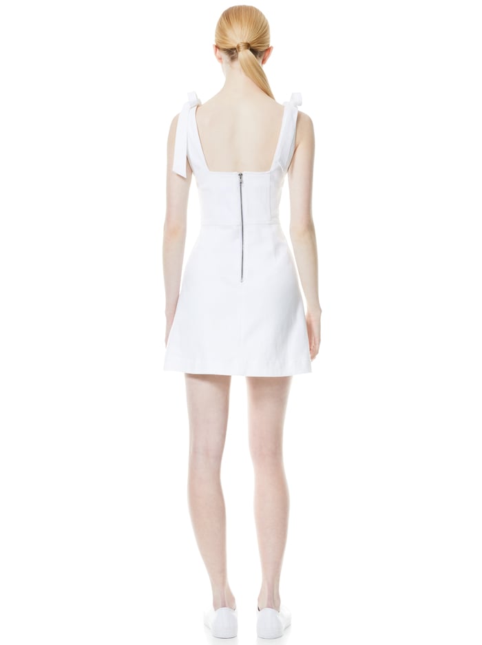 MARYANN TIE SHOULDER MINI DRESS - VINTAGE SUGAR image 1 - Alice And Olivia