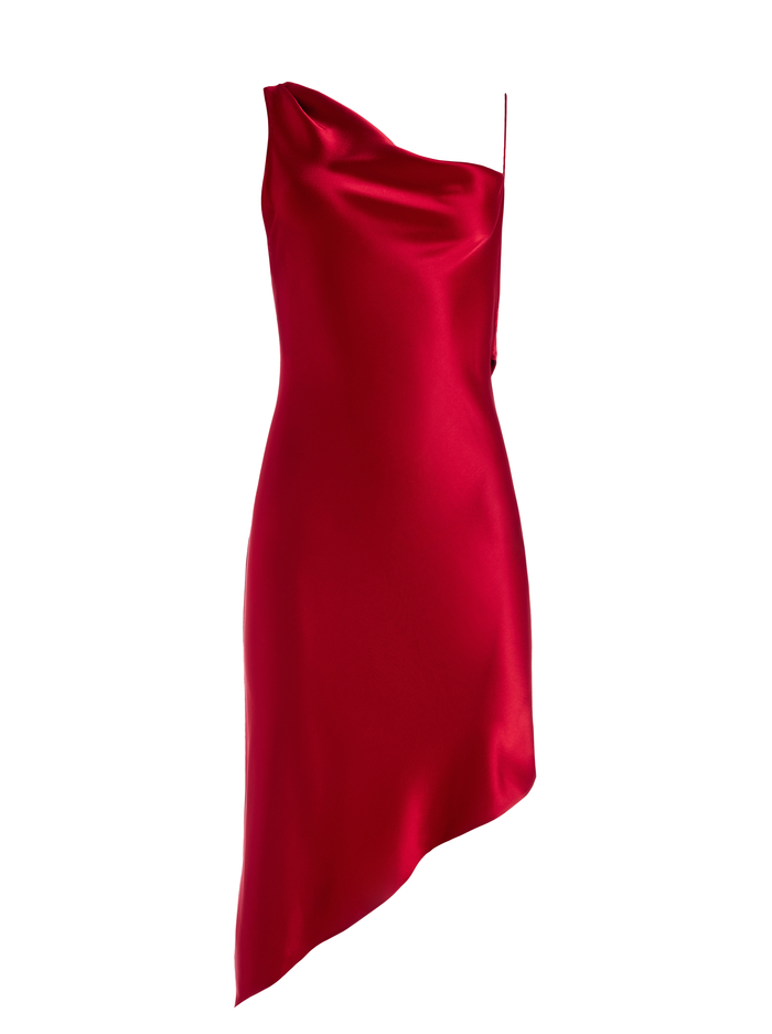 LANDON ASYMMETRICAL MINI DRESS - DEEP RUBY image 5 - Alice And Olivia