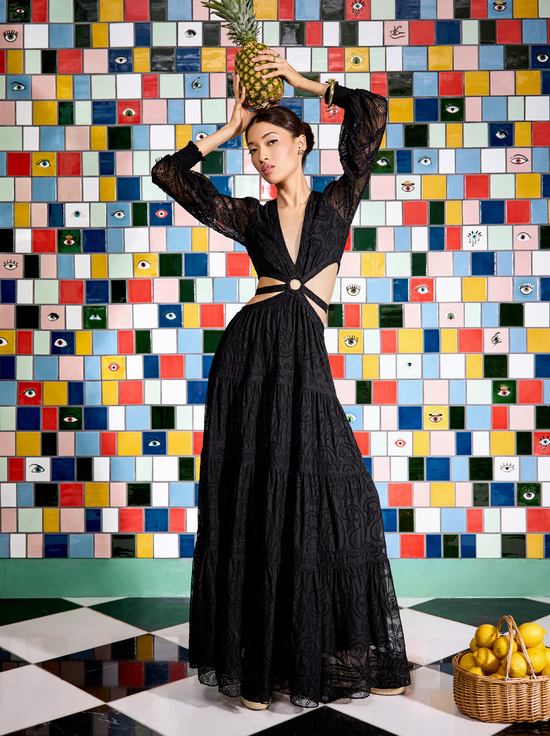 BLACK-PATRICA TIERED DRESS