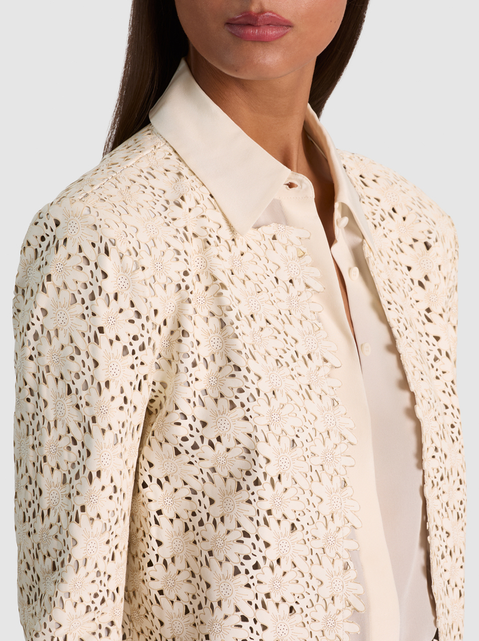 KIDMAN LASER-CUT LEATHER JACKET - OFF WHITE image 4 - ALICE + OLIVIA