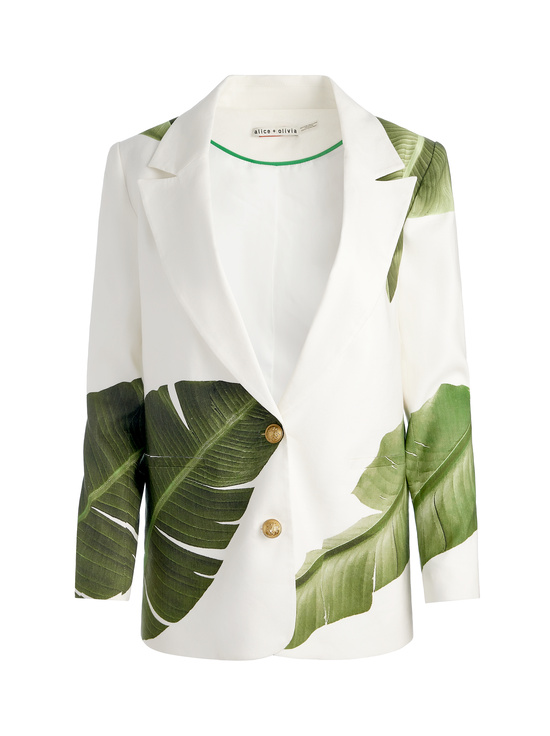 JUNGLE PALM OFF WHITE-ELNA LINEN BLAZER