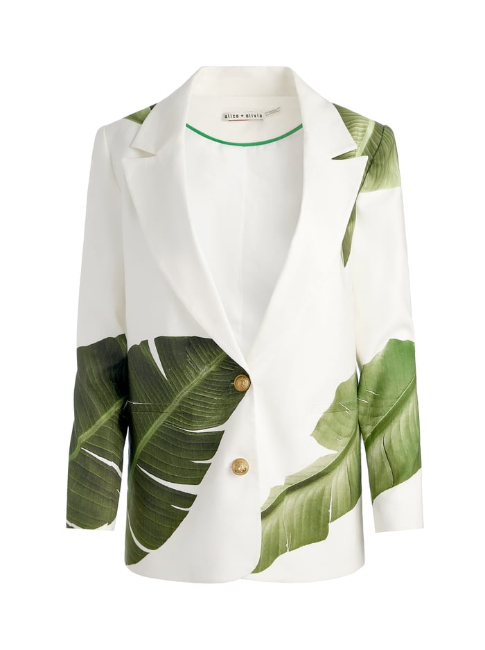ELNA LINEN BLAZER - JUNGLE PALM OFF WHITE image 6 - Alice And Olivia