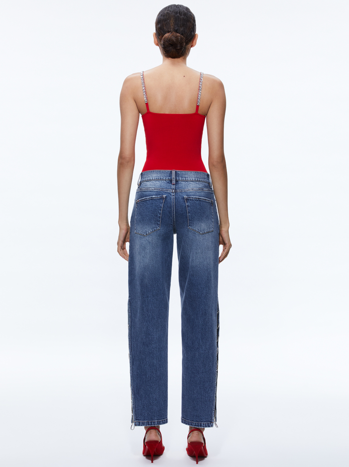 GAYLE EMBELLISHED SIDE JEAN - BROOKLYN BLUE image 1 - Alice And Olivia