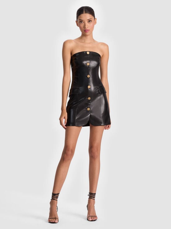 BLACK-MADISON VEGAN MINI BLAZER DRESS