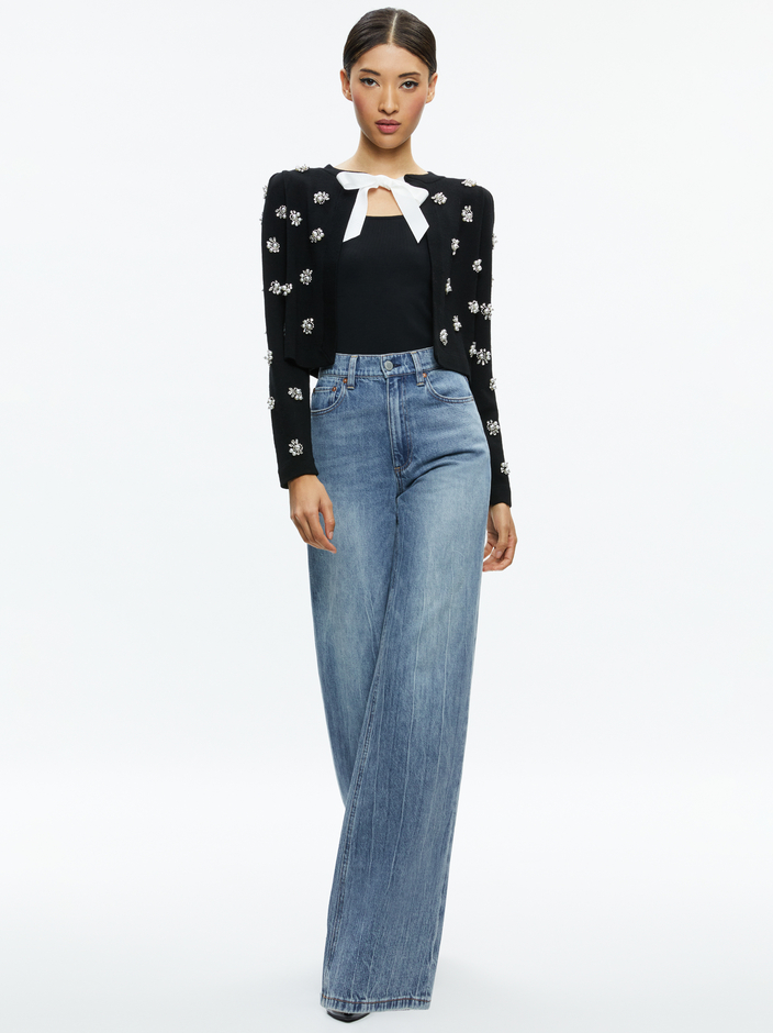TRINA EMBELLISHED CROPPED CARDIGAN + AMITY EMBELLISHED CROPPED TANK - 