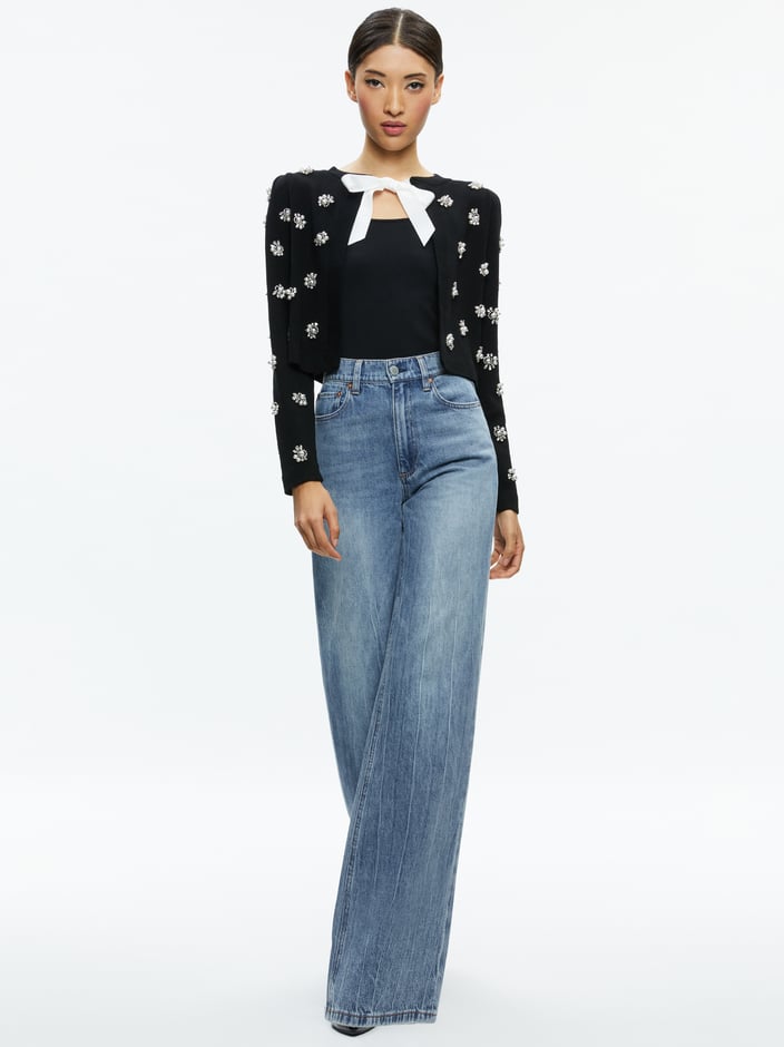 TRINA EMBELLISHED CROPPED CARDIGAN + AMITY EMBELLISHED CROPPED TANK -