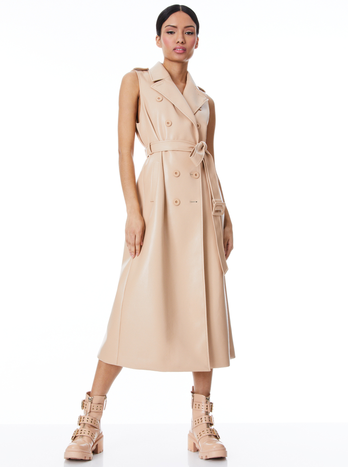 CONAN VEGAN LEATHER BELTED VEST - ALMOND image 2 - ALICE + OLIVIA