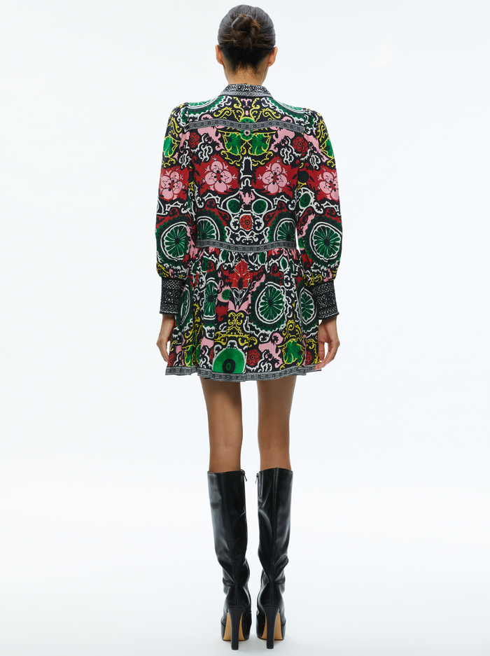 BERTHA BLOUSON SLEEVE MINI DRESS - MONARCH BLACK SMALL image 1 - Alice And Olivia