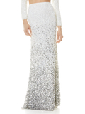 HOUSTON OMBRE SEQUIN GOWN SKIRT - OFF WHITE/MULTI