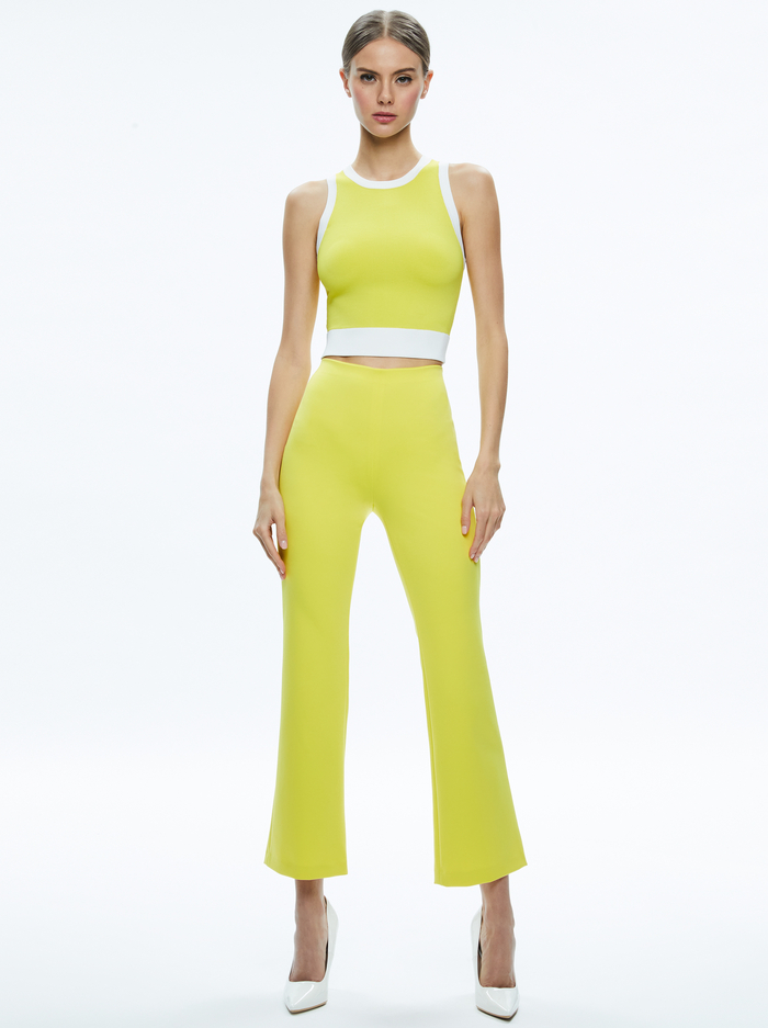 RMP MID RISE BACK-ZIP BOOTCUT ANKLE PANT - HAPPY YELLOW image 1 - Alice And Olivia