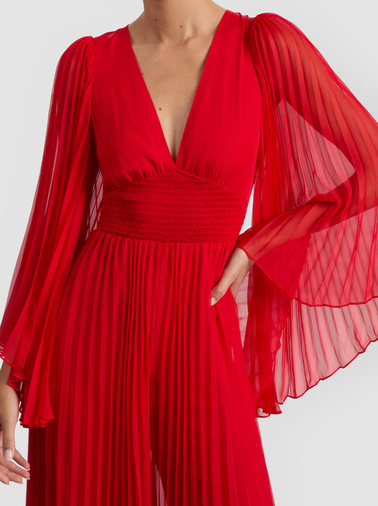 BRIGHT RUBY-BENNET PLEATED JUMPSUIT