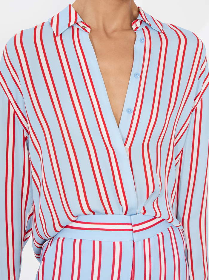 DIMITRA OVERSIZED BUTTON DOWN - TEAKWOOD STRIPE MINERAL BLUE/B image 3 - Alice And Olivia