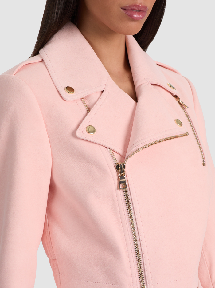 KRISHNA SUEDE CROPPED MOTO JACKET - ENGLISH ROSE image 3 - ALICE + OLIVIA