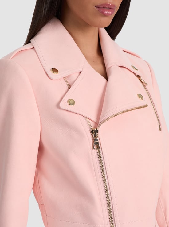 ENGLISH ROSE-KRISHNA SUEDE CROPPED MOTO JACKET