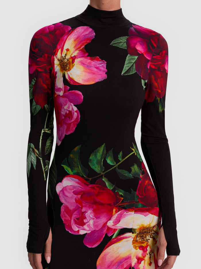 AUGUSTA OPEN BACK MAXI DRESS - EMPRESS BLOOM BLACK image 1 - ALICE + OLIVIA