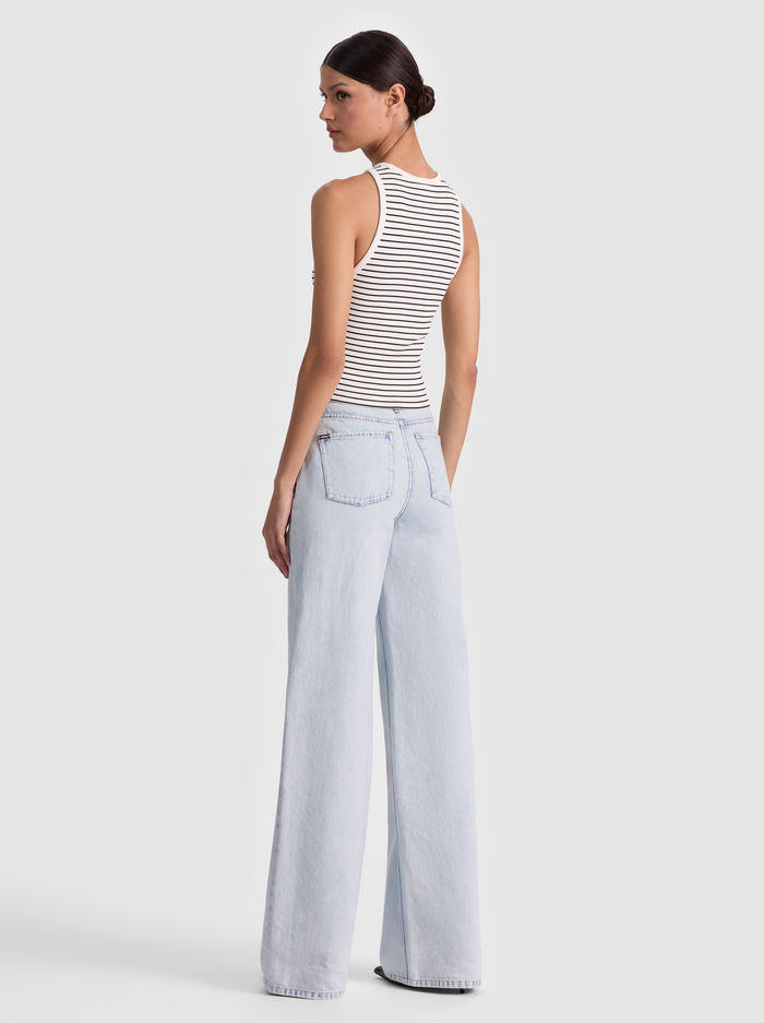 ALLEN EMBROIDERED TANK TOP - OFF WHITE/BLACK STRIPE image 2 - ALICE + OLIVIA