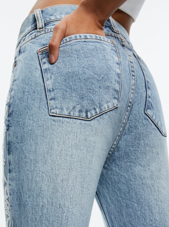 BEAUTIFUL EMBROIDERED CROPPED BELL JEAN - ROCKSTAR BLUE image 4 - Alice And Olivia