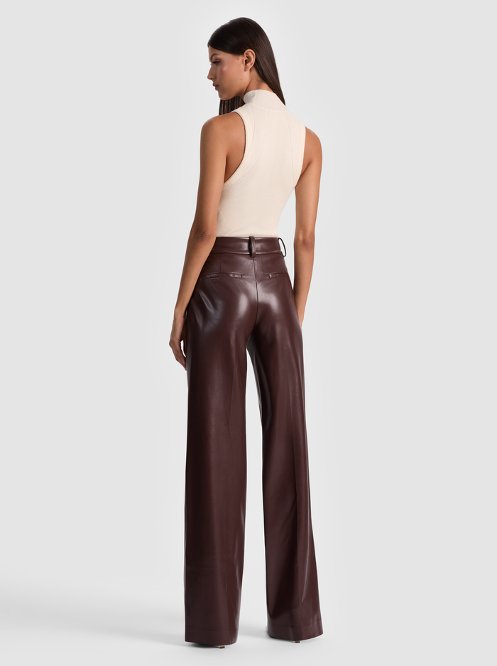 ALEXANDER VEGAN TROUSER - DARK CHOCOLATE image 2 - Alice And Olivia
