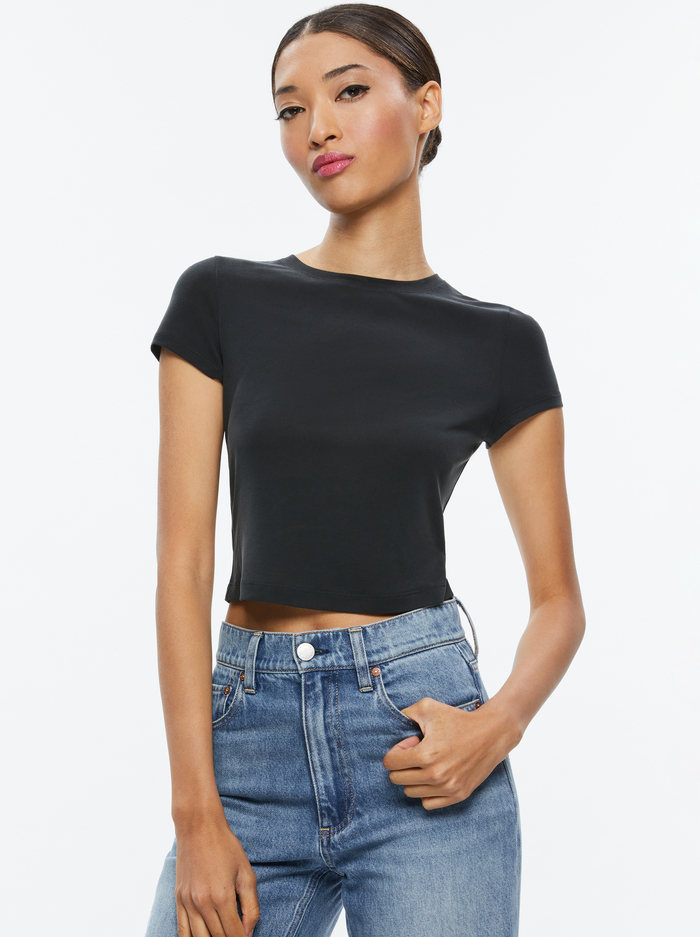 ONIE BABY TEE - BLACK - Alice And Olivia