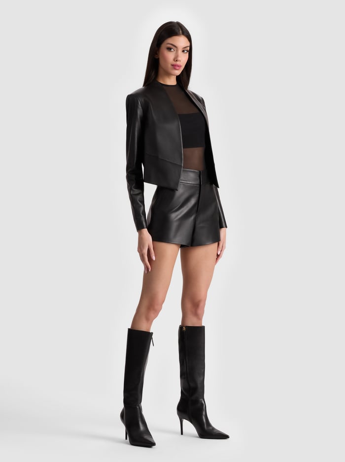 CADY LEATHER SHORT - BLACK image 4 - Alice And Olivia