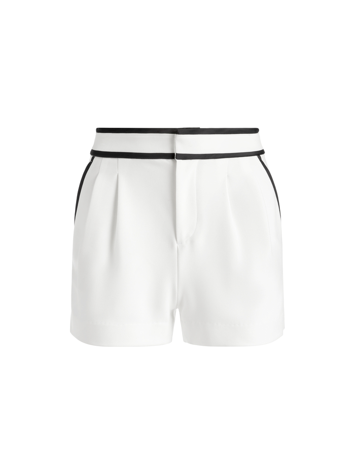 ESTA PLEATED CONTRAST TRIM SHORT - OFF WHITE/BLACK image 5 - Alice And Olivia