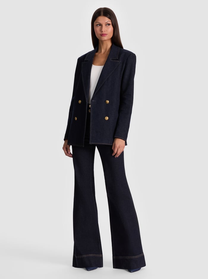 JORDAN DENIM BLAZER WITH REMOVABLE HOODIE - DARK RINSE image 4 - Alice And Olivia