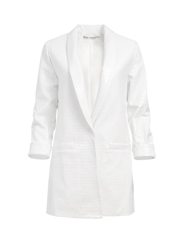 KYLIE VEGAN LEATHER SHAWL COLLAR BLAZER - OFF WHITE image 5 - Alice And Olivia