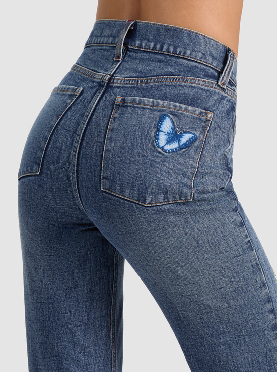 BROOKLYN BLUE/MULTI-BEAUTIFUL EMBROIDERED JEAN