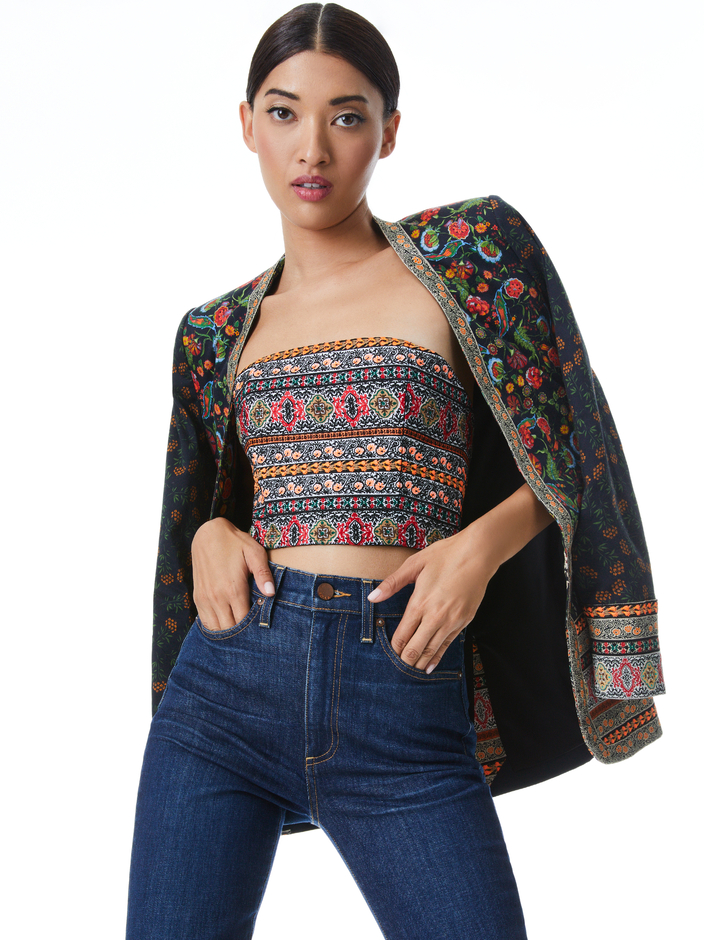 CHRISELLE BLAZER + CERESI EMBROIDERED BANDEAU -