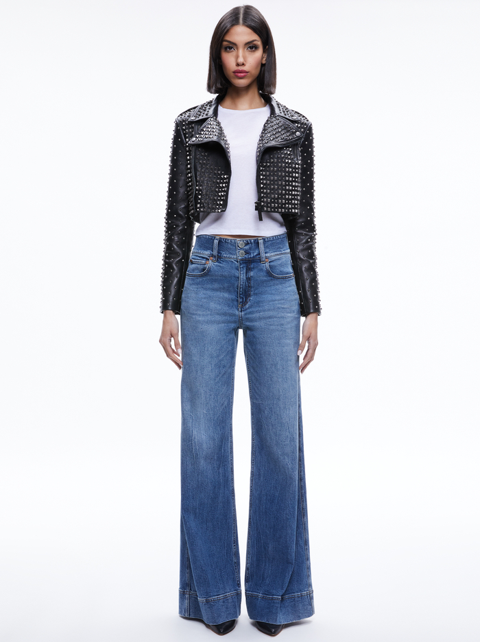 KRISHNA CROPPED MOTO LEATHER JACKET - BLACK image 4 - ALICE + OLIVIA