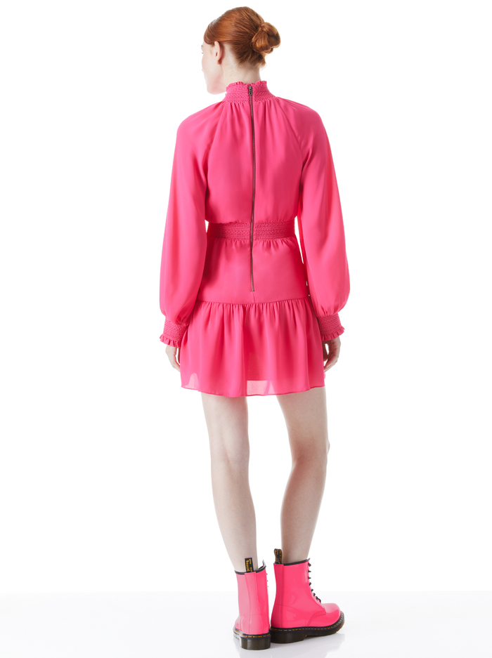 LAVINIA BLOUSON SLEEVE MINI DRESS - WILD PINK image 1 - Alice And Olivia