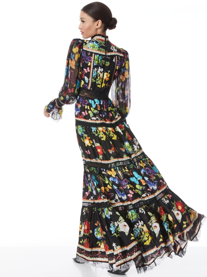 CAMREIGH BLOUSON SLEEVE BUTTON FRONT MAXI DRESS - ATRIUM FLORAL SM image 1 - Alice And Olivia