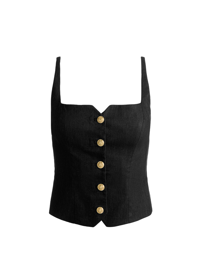 KELCEY LINEN VEST - BLACK image 6 - ALICE + OLIVIA