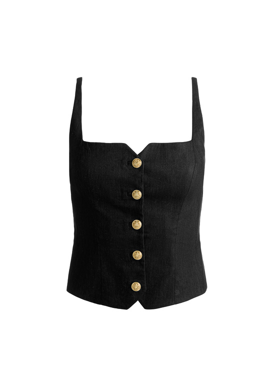 BLACK-KELCEY LINEN VEST