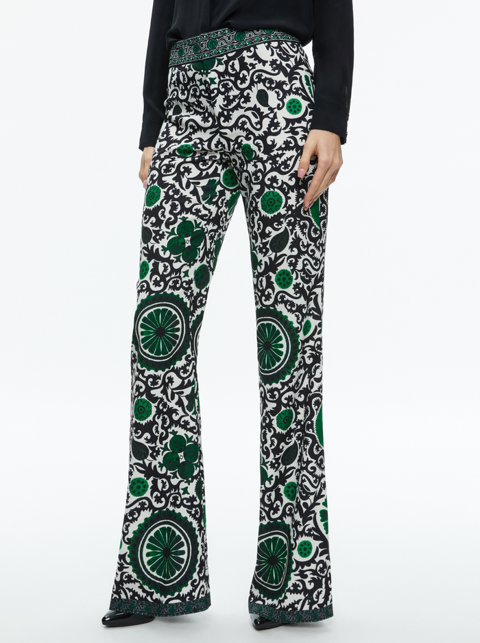 ANDREW HIGH WAISTED BOOTCUT SLIM PANT - MONARCH LIGHT EMERALD SMALL - Alice And Olivia