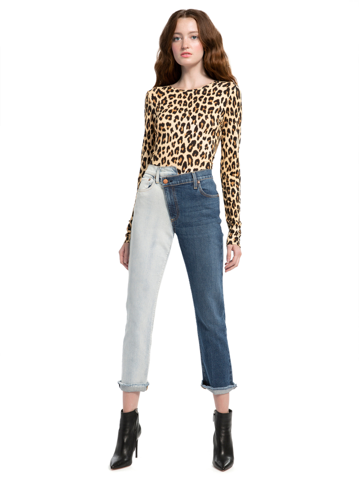 DELAINA LONG SLEEVE CROP TOP - TEXTURED LEOPARD image 4 - ALICE + OLIVIA